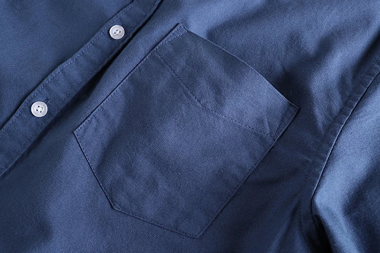 Washed Oxford fabric base simple pocket long sleeve shirt men's casual jacket