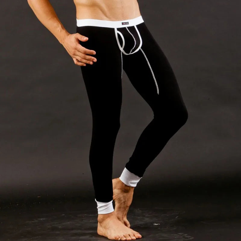 Mens Thermal Underwear Low Rise Modal Base Layer Open Front Pants Autumn Warm Thin Stretchy Comfortable Leggings