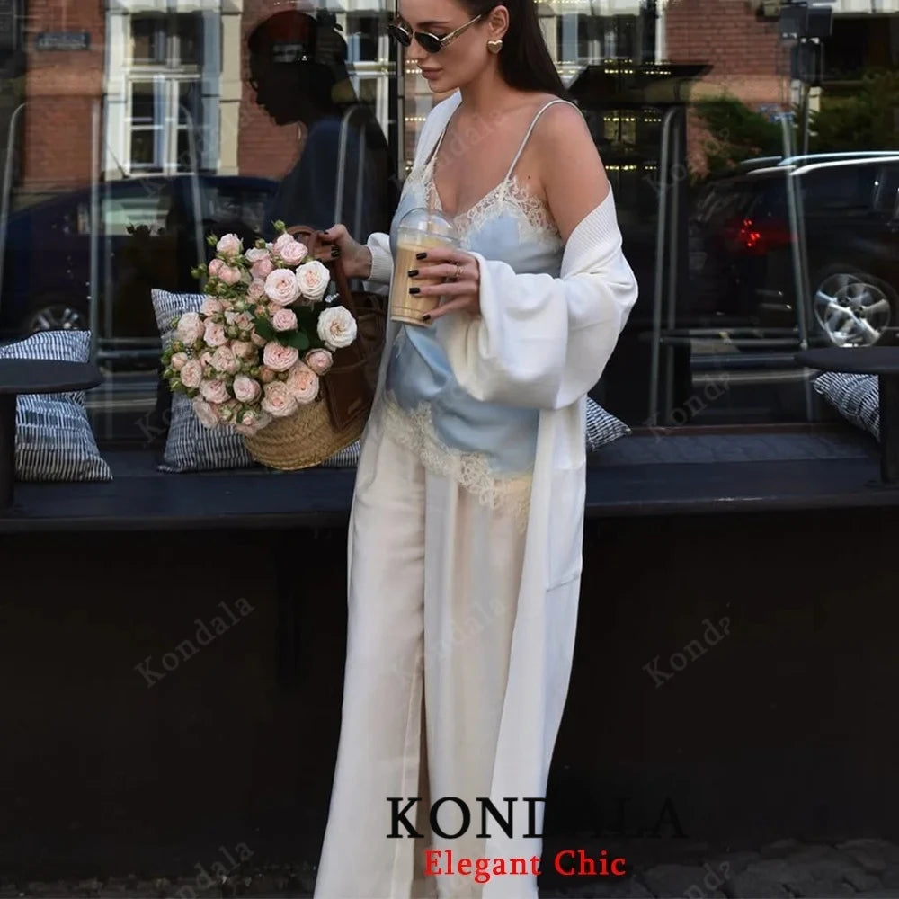KONDALA Women Sexy High Street Lace Cami Short Dress Asymmetrical Dress 2025 Spring Autumn Fashion Party Dinner Date Mujer Dress