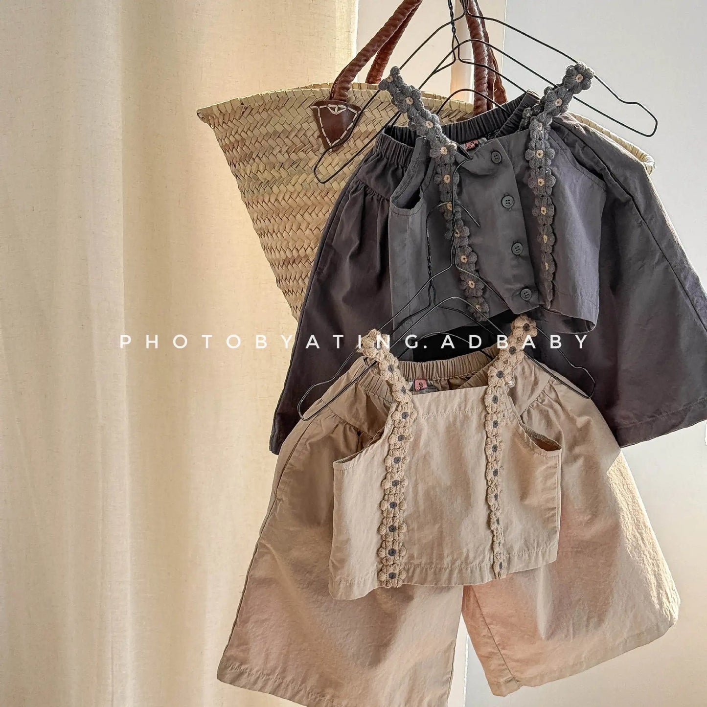 2025 Summer New Girls Sleeveless Clothes Set Kids Girls Flower Sling Vest + Pants 2pcs Suit Children Clothing Baby Outfits