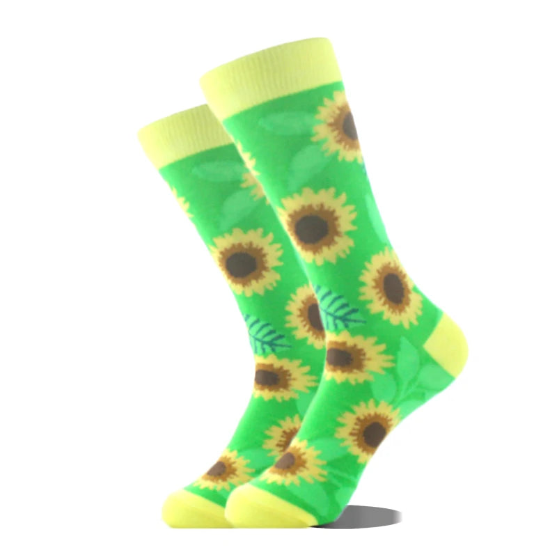 Cool Design Avocado Crew Socks Men Creative Eye Guitar Bus Pattern Sokken Duck Cat Fox Otter Animals Divertidos Chaussette Sox