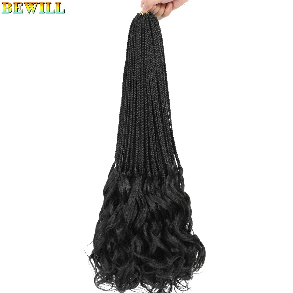 14 18 24 Inch French Curl Crochet Braids Boho Goddess French Curl Box Braids Crochet Hair Synthetic French Curly Braiding Hair