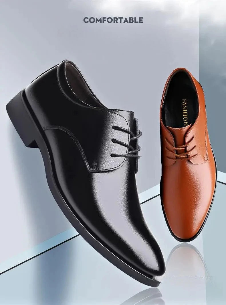 Fashionable Men's Leather Shoes Trendy Cowhide Men sneaker British Formal Men's Leather Shoes Soft Lace-up Leather Shoes for Men