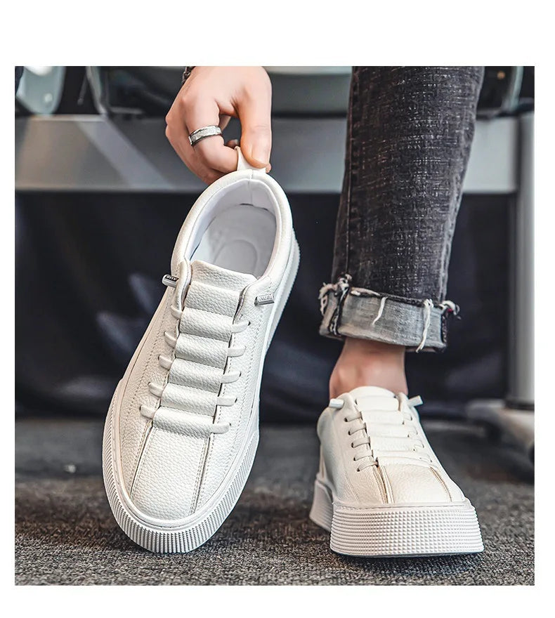 White Sneakers for Men  Fashion Casual Lace Up Round Toe Flat mens Running Sport Shoes Zapatillas Deportivas Hombre 2024