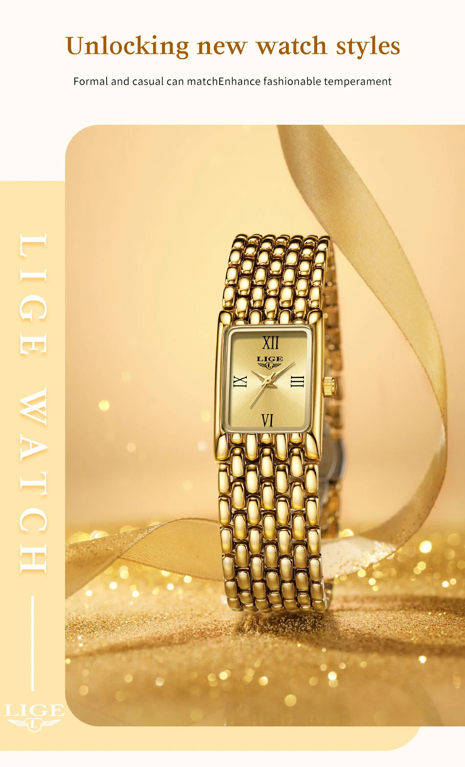 2025 LIGE New Watches Women Fashion Casual Luxury Gifts Womens Waterproof Square Dial Steel Belt Quartz Wrist Watch reloj mujer