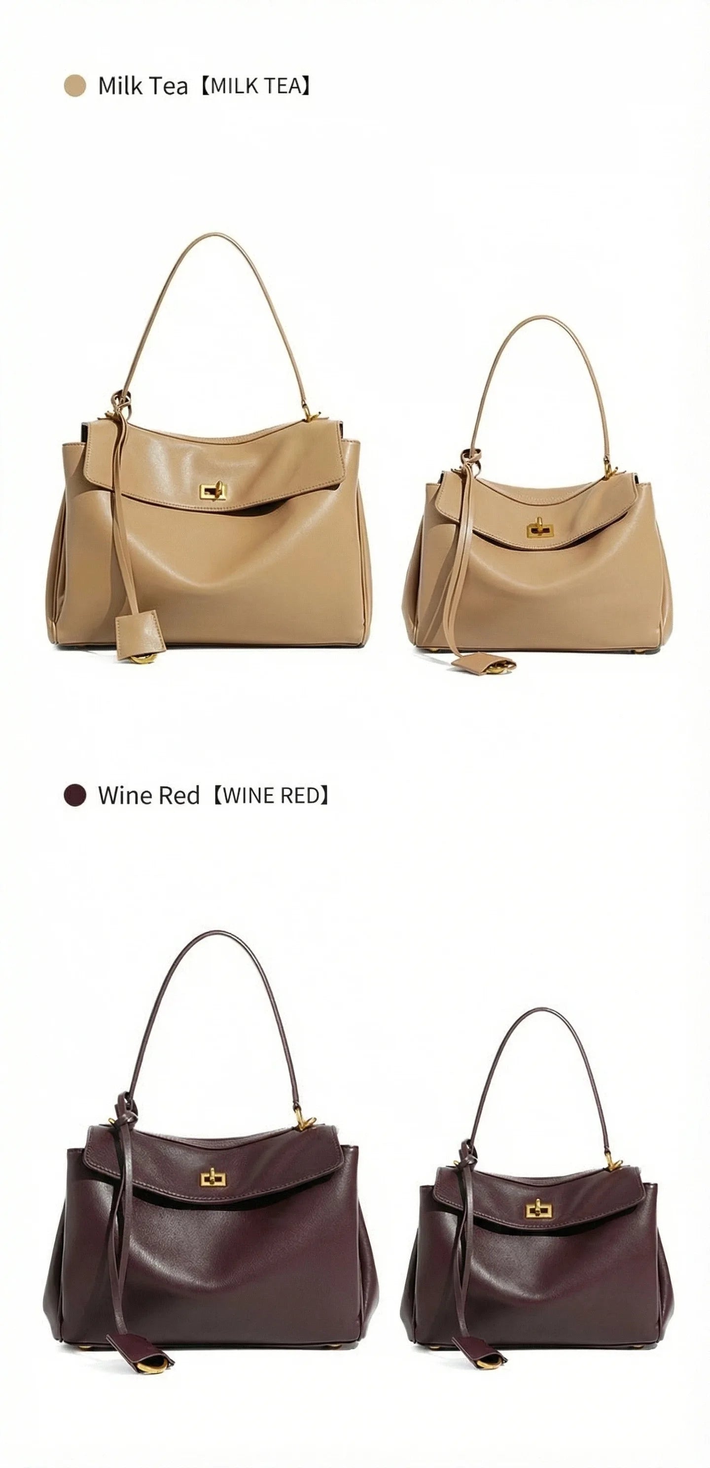 2026 large Genuine leather shoulder bag armpit top layer cowhide large capacity women's commuting high-end tote bag