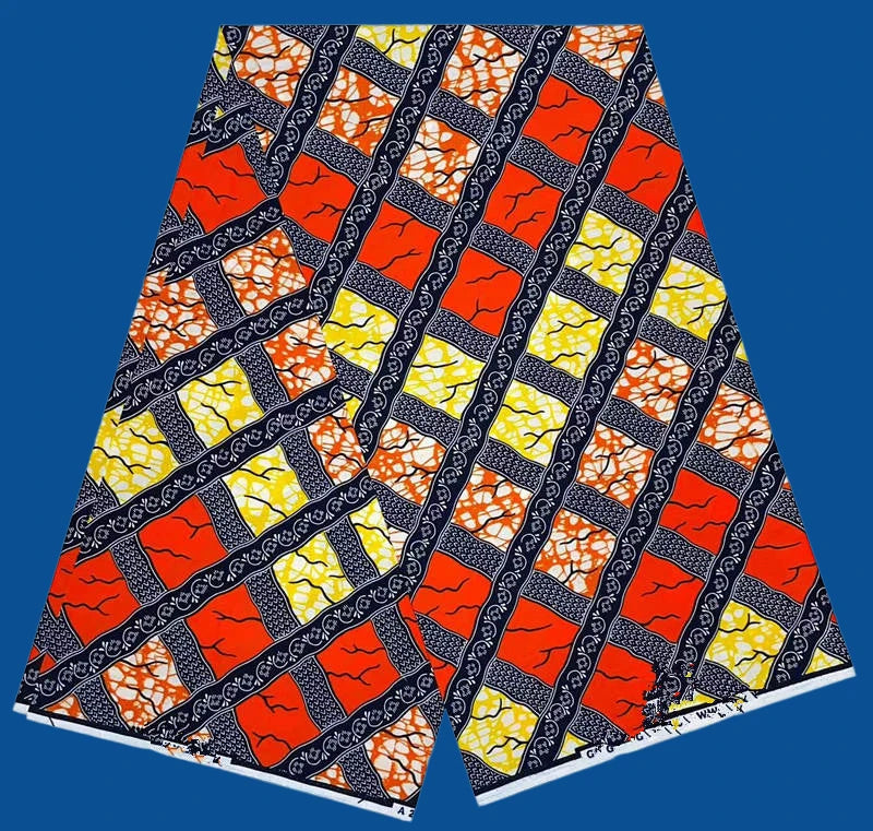 2025 Fashion Veritable African Wax Pagne Wax  100% Cotton Batik Tissu Wax Loincltoh Nigerial Dress 6yards for Sewing YG5-110-1