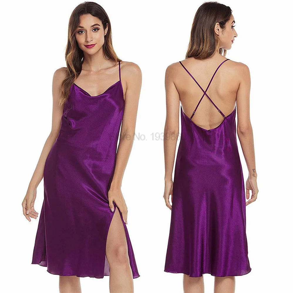 Summer Nightdress Ruffles Lady Nightwear Nightgown Satin Spaghetti Straps Skirt Intimate Lingerie Sexy Home Clothes Bathrobe