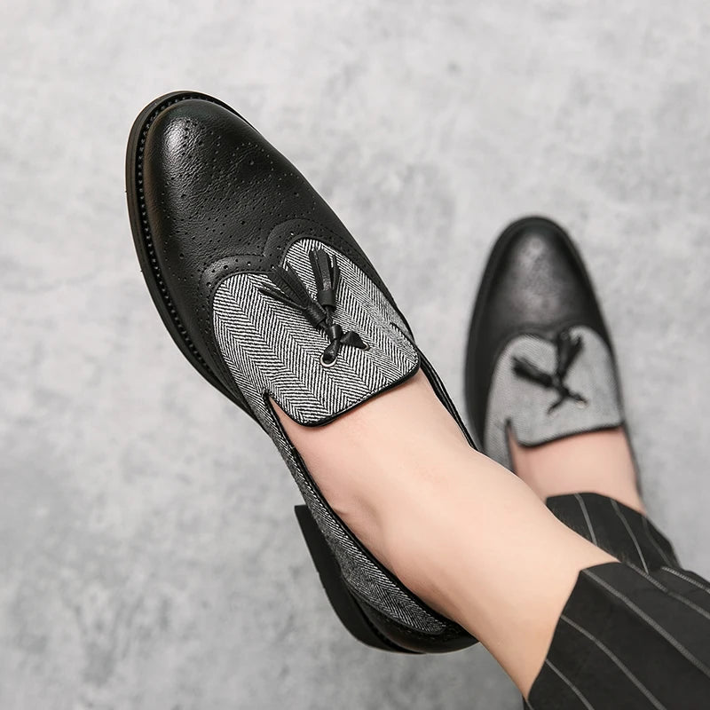 men leather shoes tassel loafers for men social shoe male classic shoes men elegant party moccasins mens fashion footwear