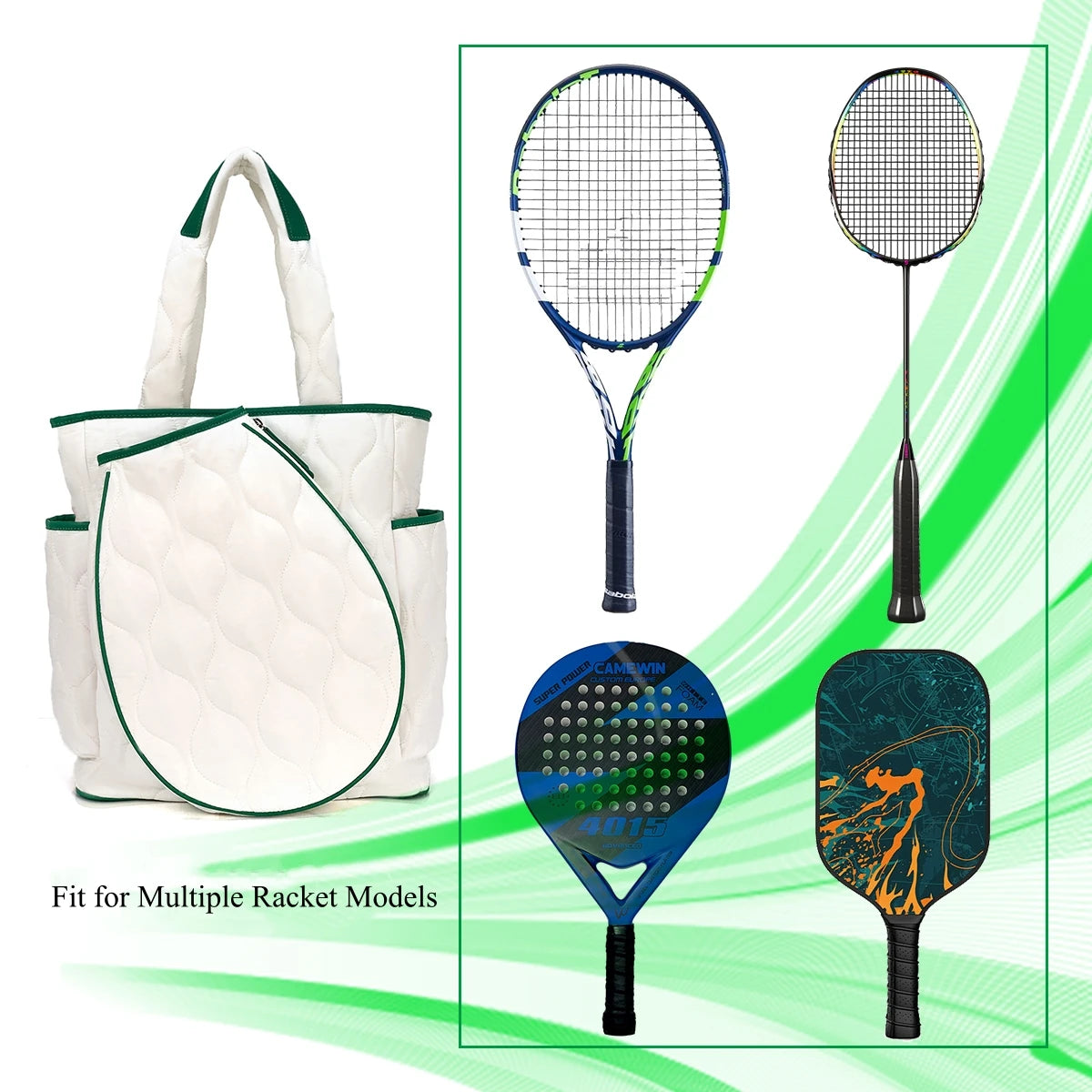 High quality women Large Capacity Zipper Tennis Racket Sling Sport Quilted Puffer Pickleball Bag Large Capacity Duffel Bag