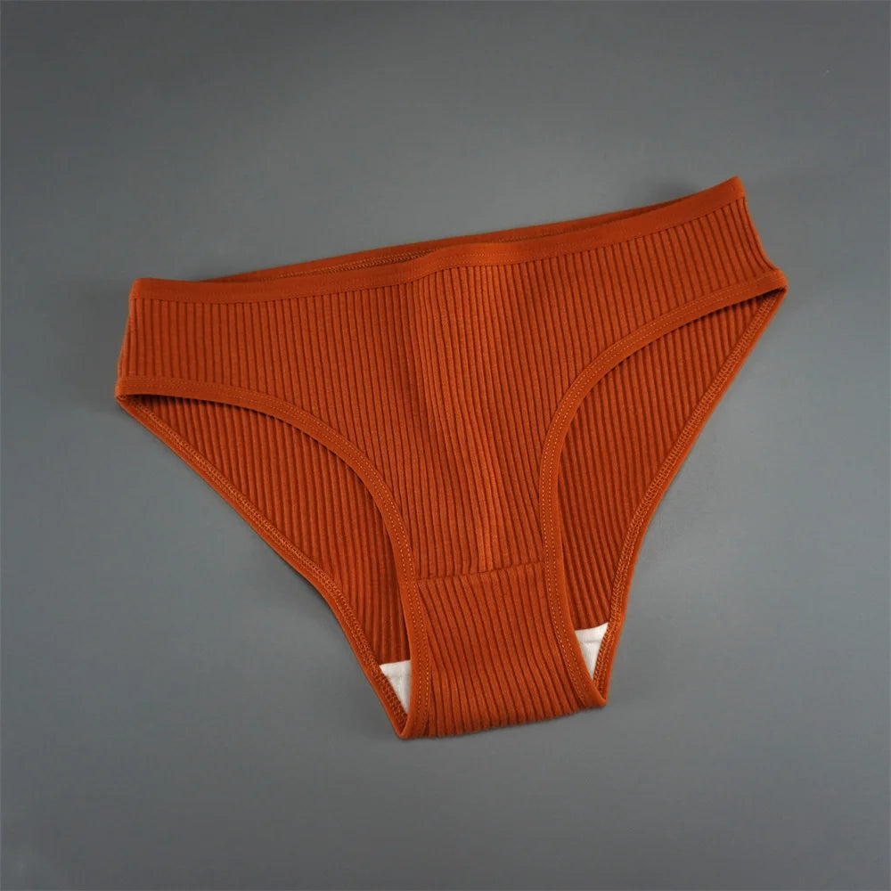 UNWE 3PCS/Pack Ribbed Cotton Seamless Panties for Women Briefs Pack Comfortable Ladies Underwear Sets