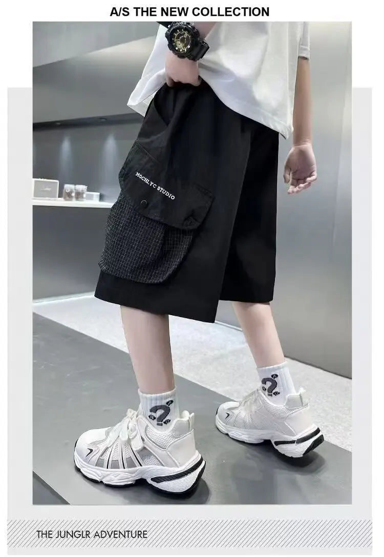 Kids Teenage Casual Baggy Shorts Quick Dry 5 Point Pants Summer Boys Sporty Shorts Pockets Trousers for Kids Clothing