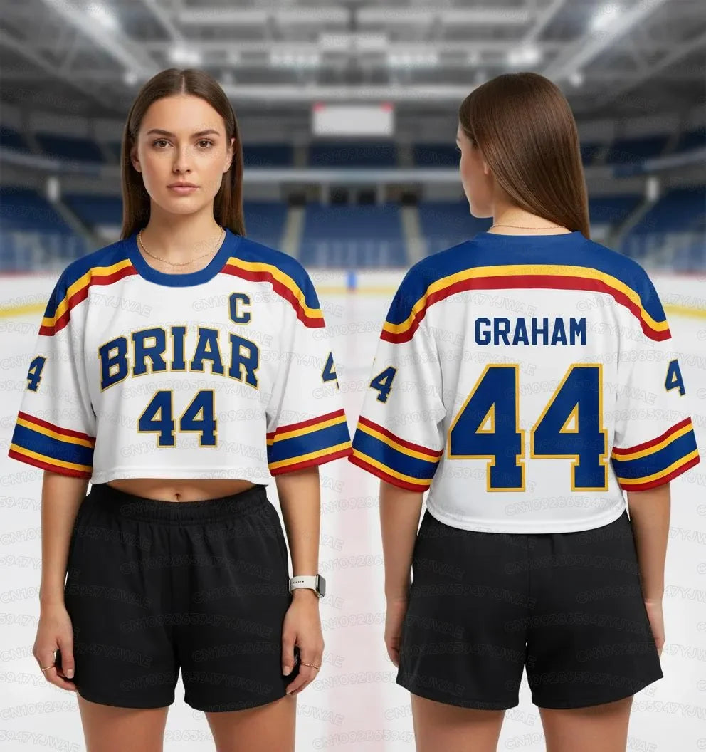 Summer Women's Off Campus Briar University Graham 44 DI LAURENTIS 66 Crop Top Football Jersey Short Sleeve Crop T-shirt Tops