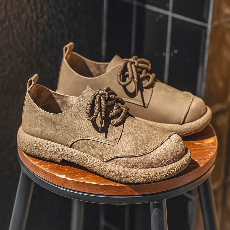 Luxury Brand Men's Casual Shoes Fashion Handmade Walking Shoes Lightweight Leisure Footwear Outdoor Sneakers Leather Work Shoes