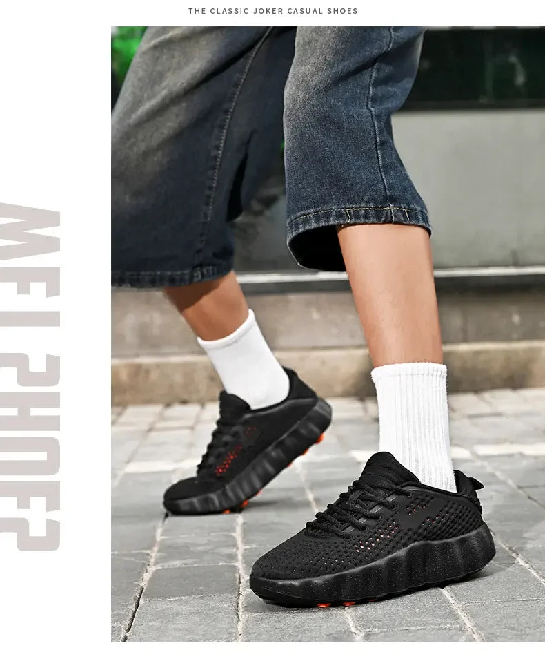 2026 Men's summer lightweight sports shoes, fashionable solid color versatile casual lace up  men's shoes