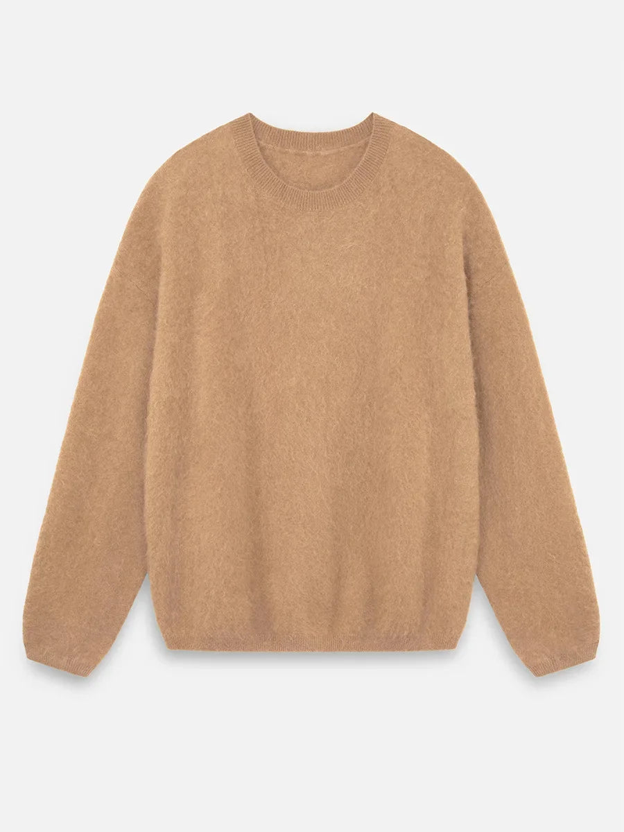 Blubelle Women's Autumn Winter Solid Color Knit Sweater O-Neck Long Sleeve Loose Fit Casual Relaxed Fashion Pullovers