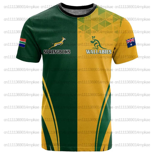 New African Style Customized Men's Crew Neck Top, Casual Football South Africa Print, Loose Fit Sports Style T-Shirt