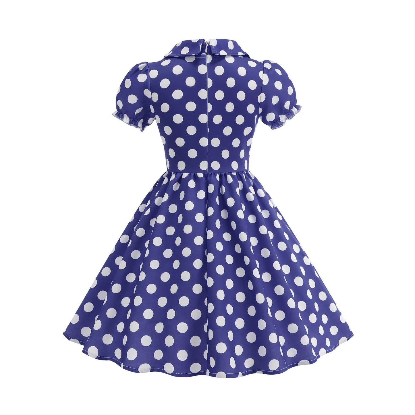 New Fashion Kids Dress For Girls Polka Dot Short-sleeved Children Dress With Baby Collar Daily Girls Casual Costume