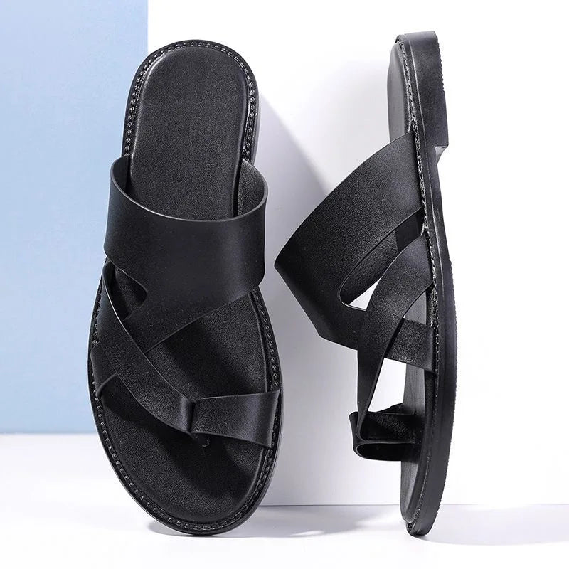 Sandals for Men Slippers Genuine Leather Luxury Brand Fashion  Men Flats Casual Non-slip Beach Sandalia Zapatos Hombre 2024