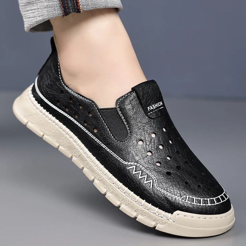 Men's Loafers High-quality Handmade Soles Breathable Lightweight Park Walking Shoes Commuting Men's Driving Leather Shoes