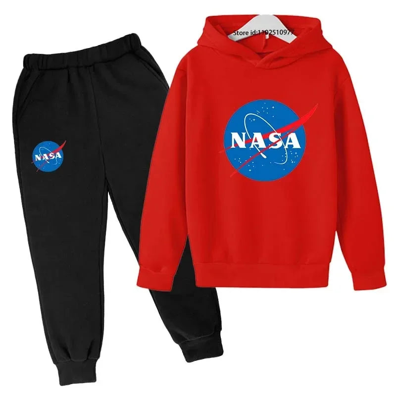 Casual Spring Autumn 2pcs Hoodie+jogging Pants Kids NASA Fashion Tracksuits 3-13 Years Boys Girls Trend Outfits Children Clothes