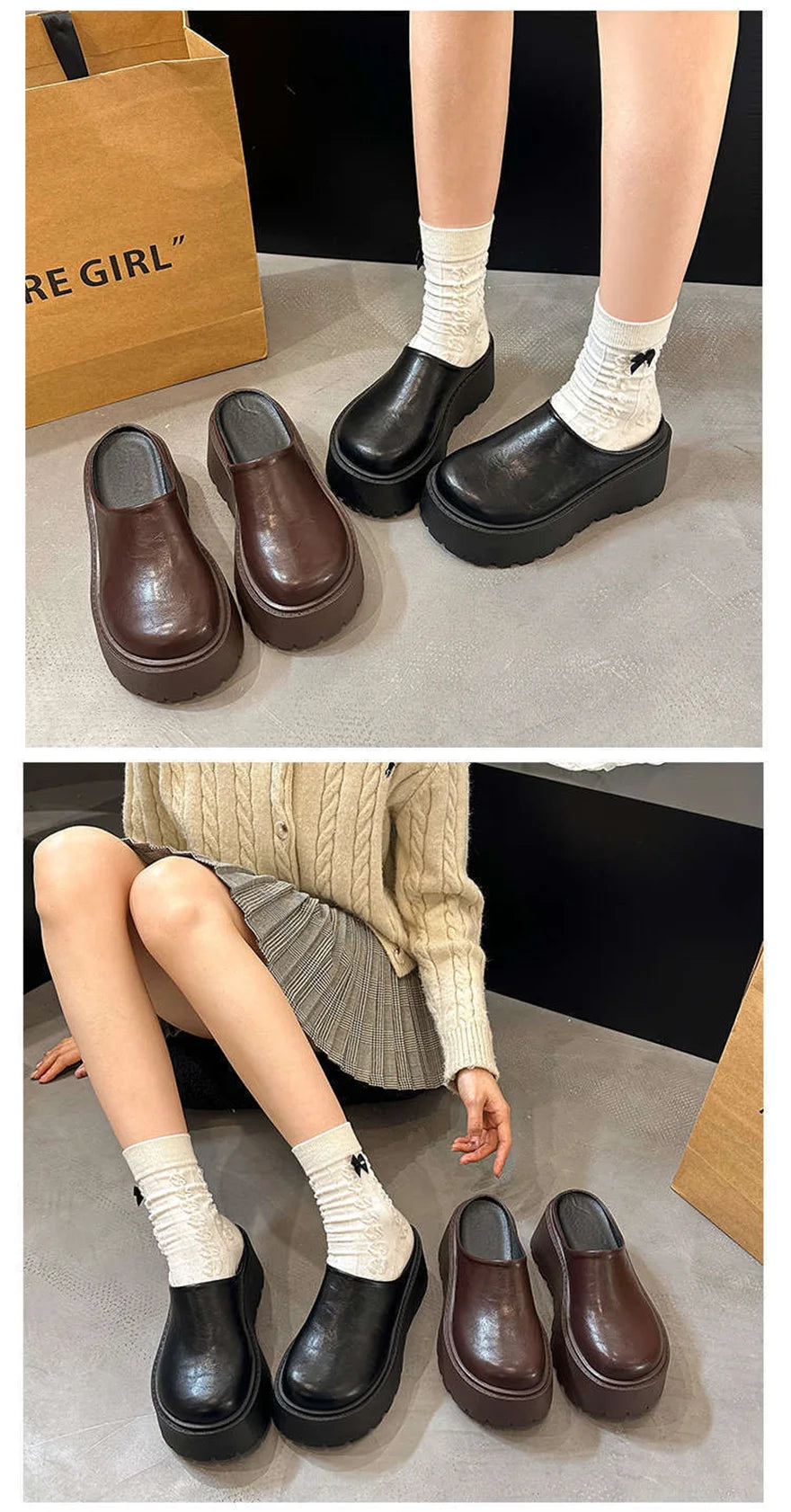 Sandals Summer 2026 New Women Slippers Baotou Platform Trend High Heels Ladies Shoes Pumps Black Soft Leather Thick Slides Mujer