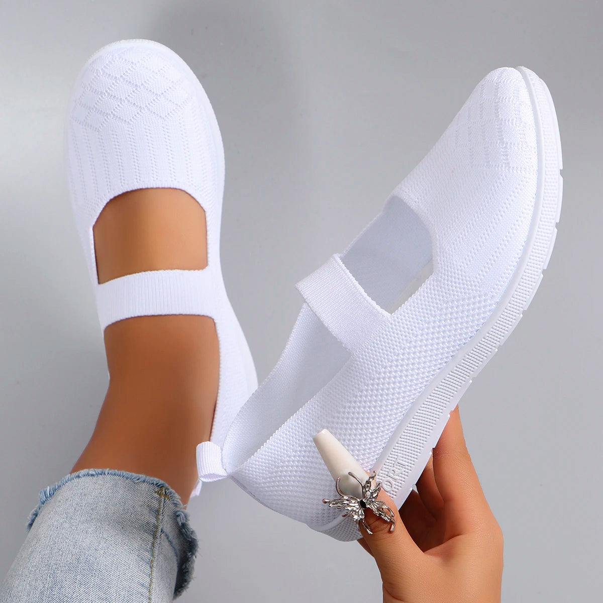 Spring new women's sports shoes, fashionable, breathable, lightweight, non-slip, wear-resistant, casual sports shoes, flat shoes