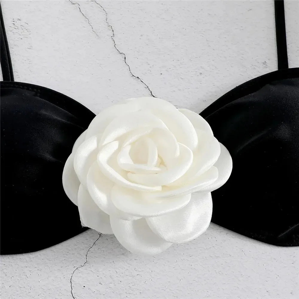 Sexy Rose Flower Bikini Beachwear  Swimwear Thong Bikini Women Swimsuits Swimming Bathing  Brazilian Bikinis Set Mujer Biquini