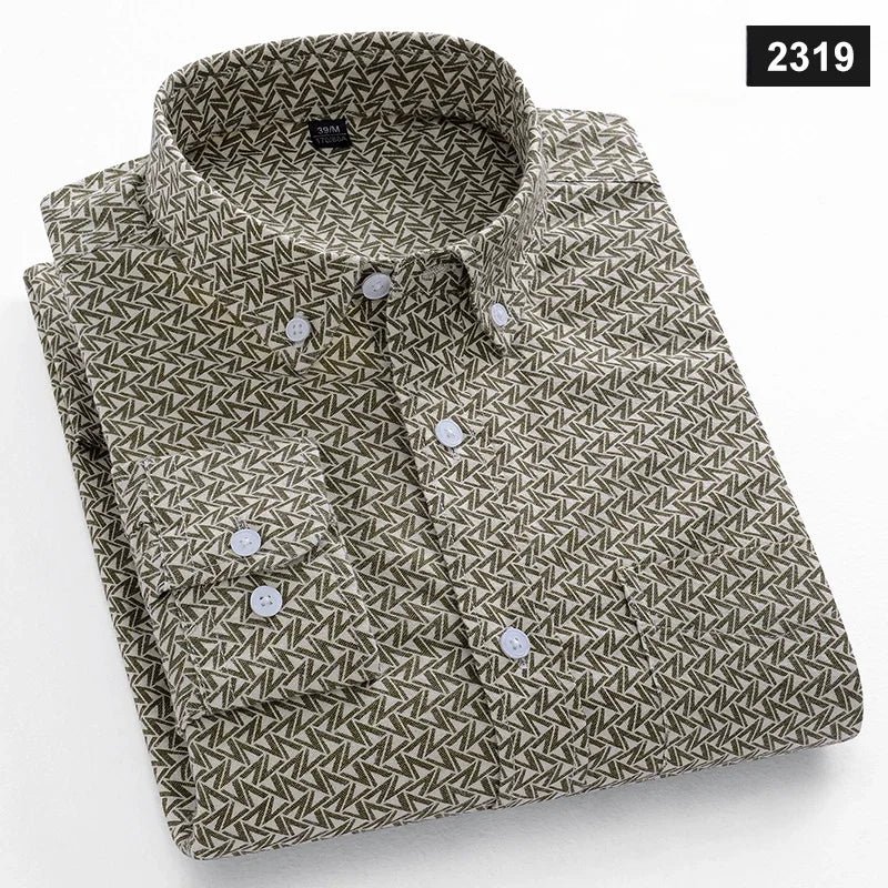 Fashion korean trends casual long-sleeve shirts for men slim fit plain shirt 100%cotton plaid striped tops soft designer clothes