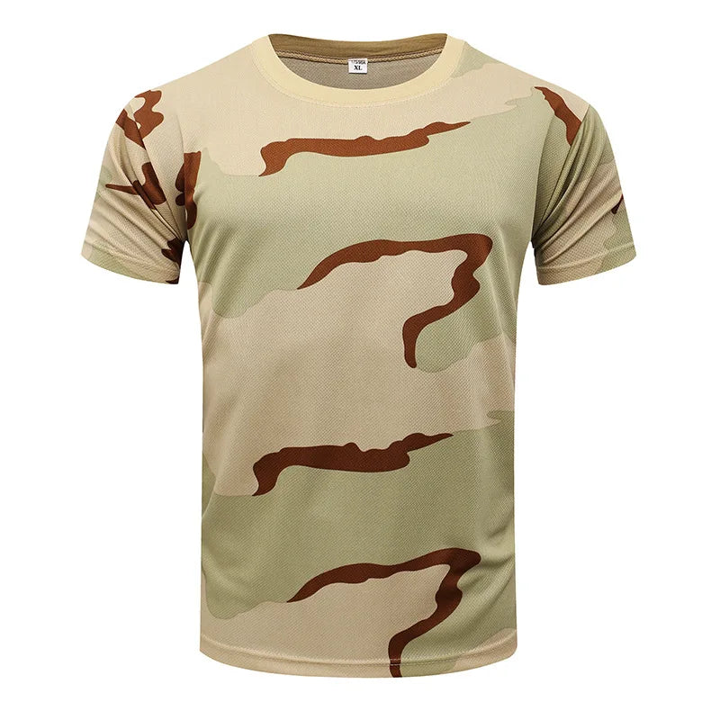 Men Casual Tactical T Shirts Short Sleeve Camouflage T-Shirt Quick Dry Outdoor Gym Top Tees Cargo T Shirt Male Clothing