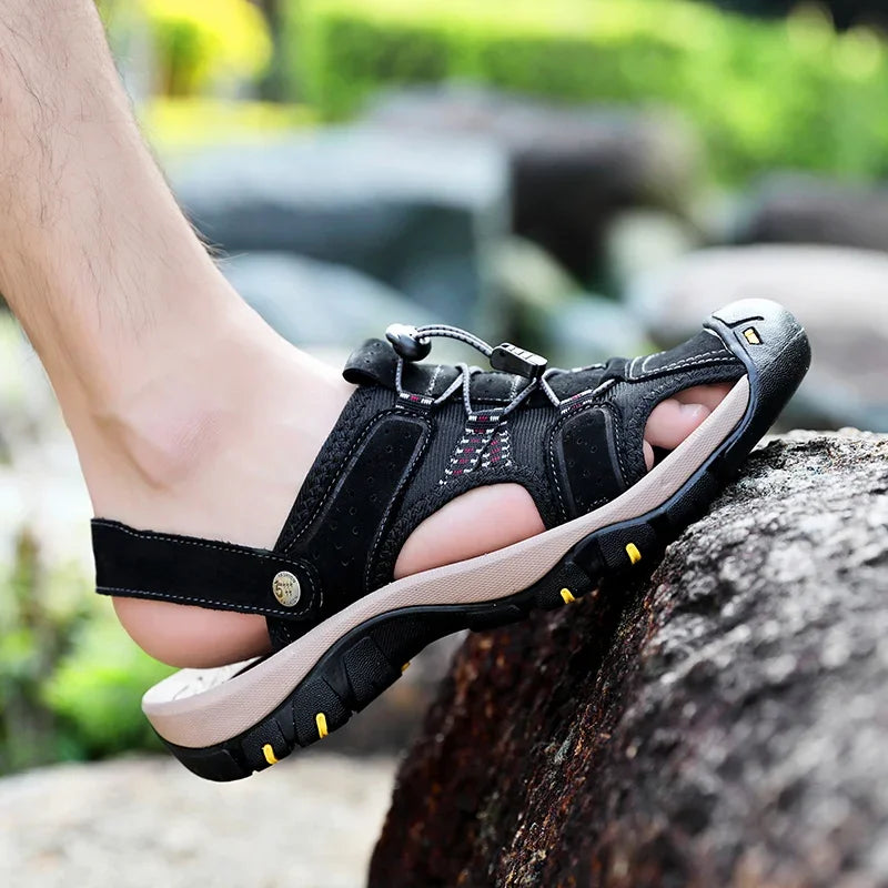 2023 Men Summer Sandals Leather Outdoor Beach Shoes Pure Handmade Shoes Fashion Big Size Slippers Men Luxury Casual Shoes