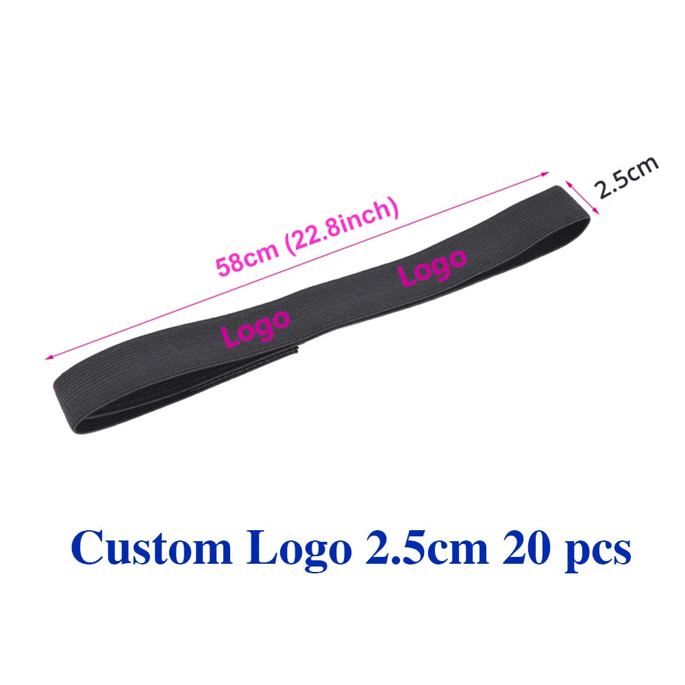 20Pcs Customized Wig Headband For Edges Wig Band With Ear Cut Outs Double Sided Wig Band To Melt Lace Custom Logo Band For Wigs