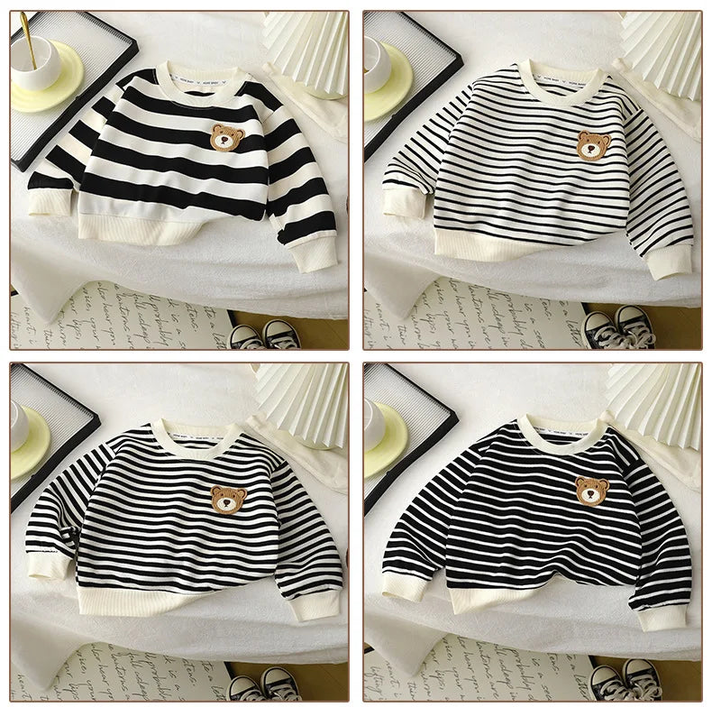 T-shirt Elastic Sweater Long Sleeve Pullover Tops Baby Children Clothing Children's Sweatshirt Kids Clothes Boys Girls BAZAARHUBO