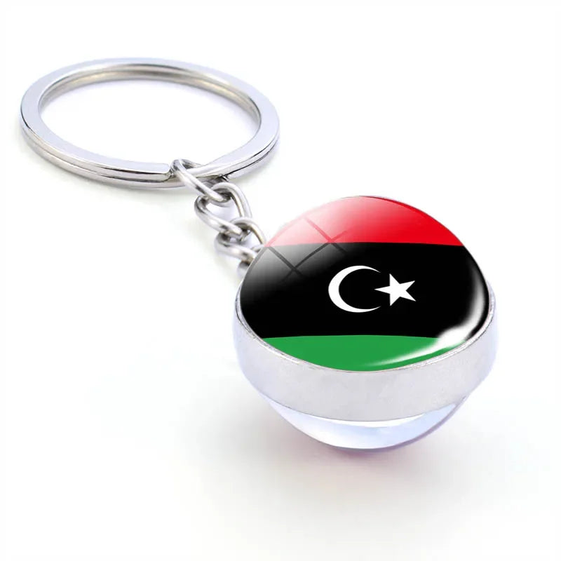 Africa National Flag Keychain  Nigeria South Africa Keyrings Crystal Ball Jewelry Fashion Double Side Glass Ball Men Women Gift