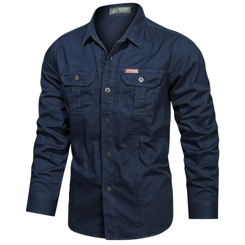 New Men's Casual Shirt 5XL Male Overshirt 2025 Military Cotton Long Sleeve Shirts Men Brand Clothing High Quality Blouse
