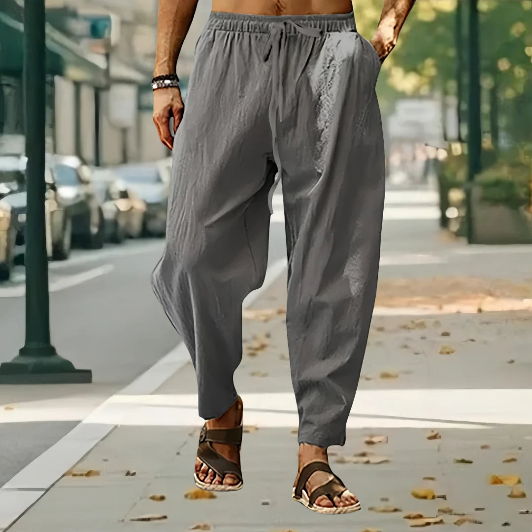 2025 New Fashion Mens Linen Wide Pants Trousers Oversize Sports Streetwear Male Spring Yoga Pants Casual Men Clothing Sweatpants