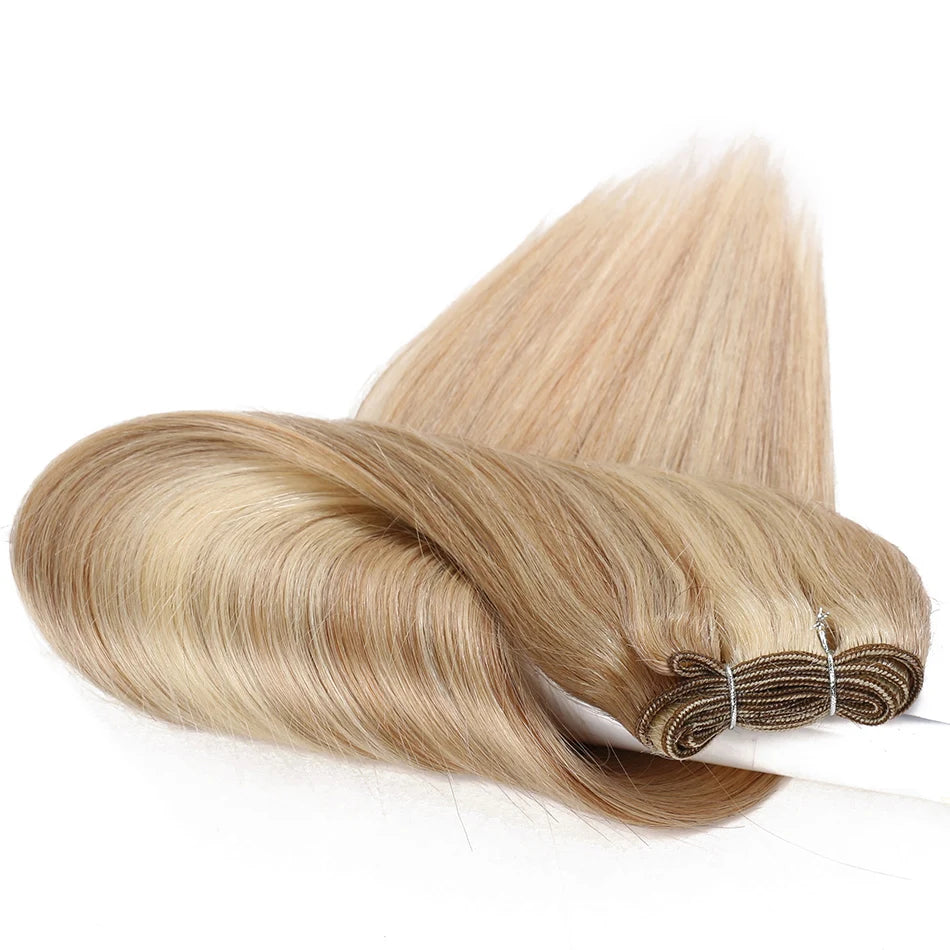 Straight Human Hair Weave Extensions Ombre Blonde Bundles Extensions 100g/Pcs 16"-28"  Straight Remy Skin Double Weft Hair