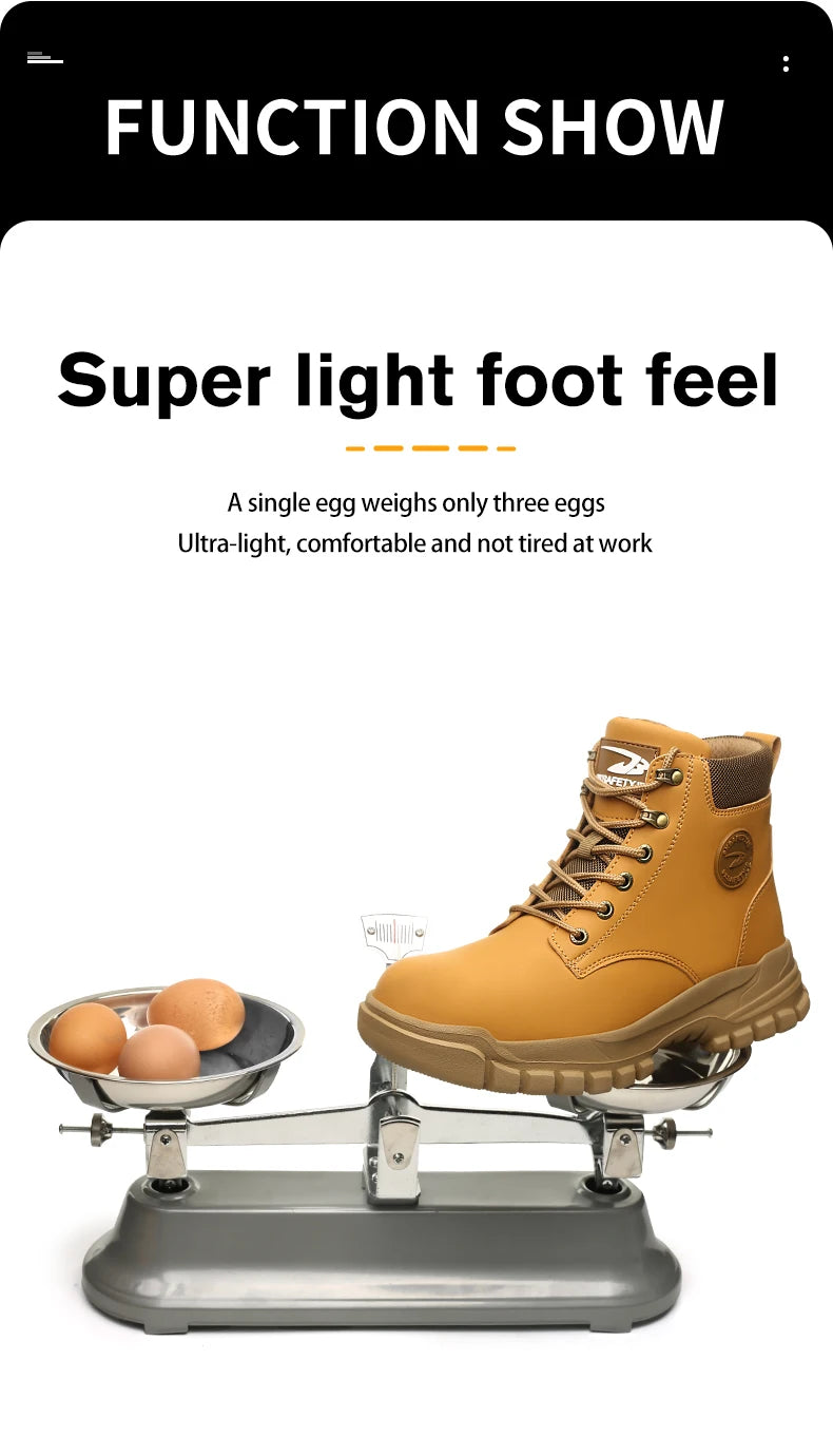 Men Protective Boots Steel Toe Shoes Anti-Smash Anti-Puncture Work Boots Safety Shoes Indestructible Winter Boots Waterproof
