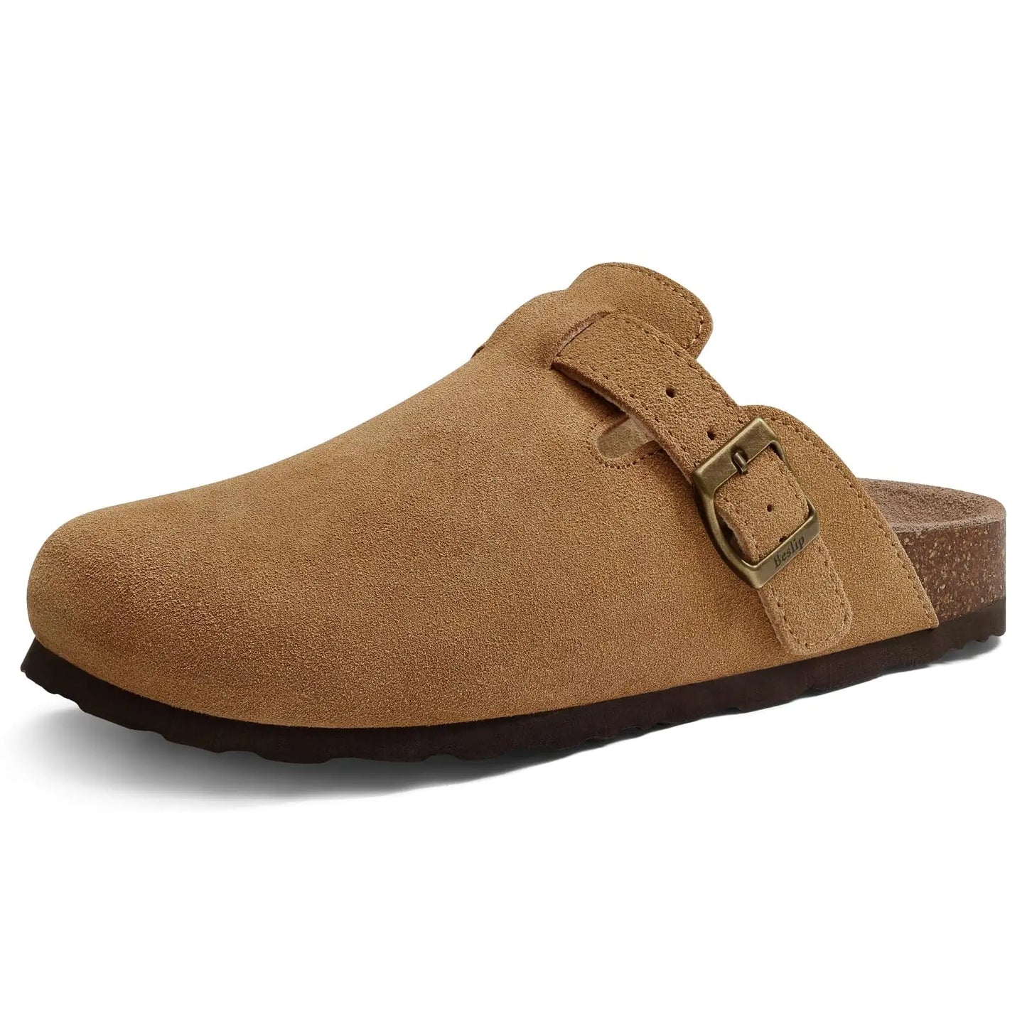Evshine Men' s Cork Suede Mules with Arch Support Classic Potato Shoes Cozy Cork Footbed Clogs Slippers Men Fashion Beach Sandal