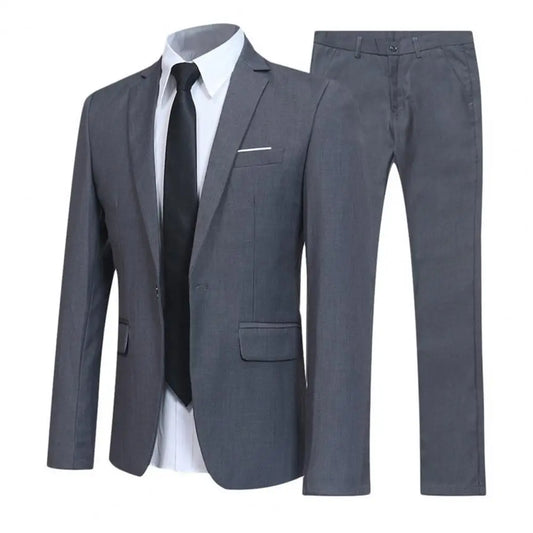 2026 Men's Business Casual Formal Dress Two-piece Suit Trendy Office Wedding Groom Suit Set Men Clothing Blazer Suits Pants Set