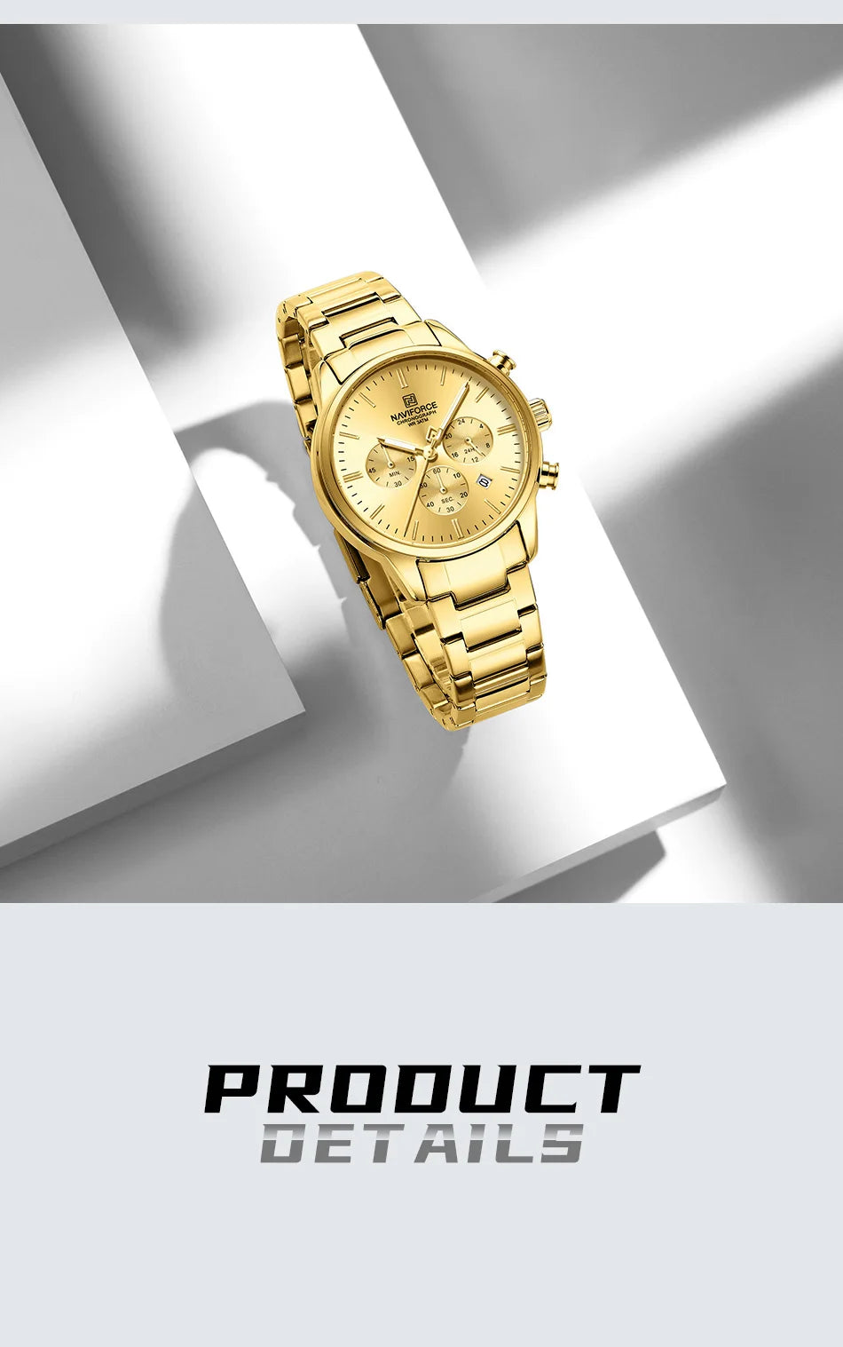 NAVIFORCE New Style Sporty 3ATM Waterproof Shockproof Stainless Strap  Man's Wristwatch Luxury Fashion Quartz Watches Men‘s Gift
