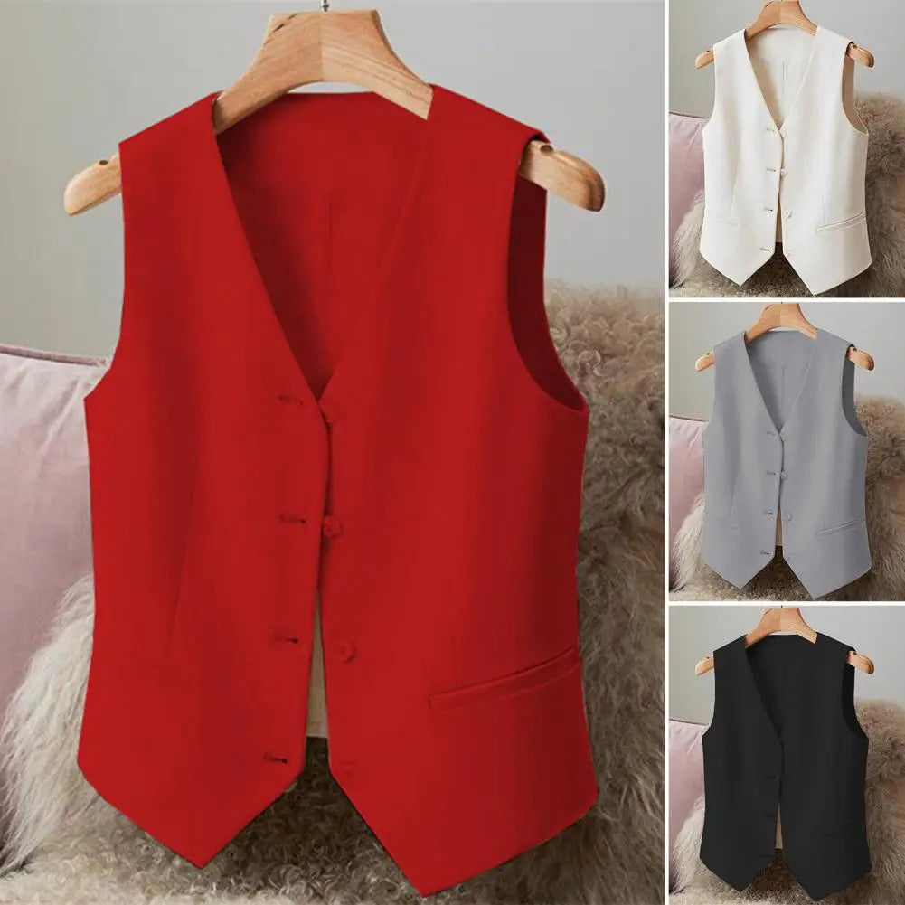 Women Fashion Vest Solid Single Breasted Waistcoats Vest Vintage Jackets Female Chic Lady Tank Tops Sleeveless Vests For Women