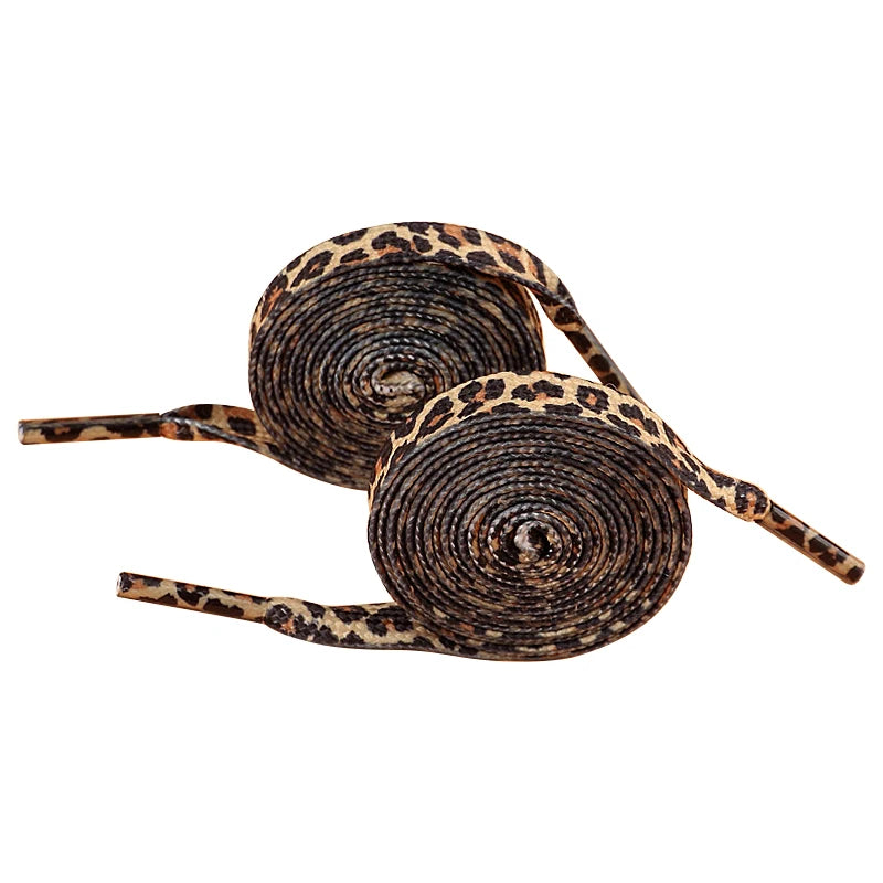 1Pair 80/120/160CM Classic Leopard Patten Print Shoelace Creative Unisex Trainers Canvas Shoe Lace Flat Shoelaces Shoes Strings