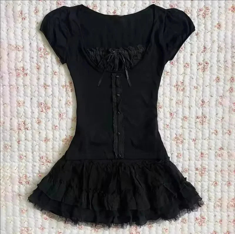 NEW Rock Goth Hip Hop Y2K Dress Frock Streetwear High Street Fashion Sexy Jersey Dress Classic Minimalist Yarn Skirt Casual