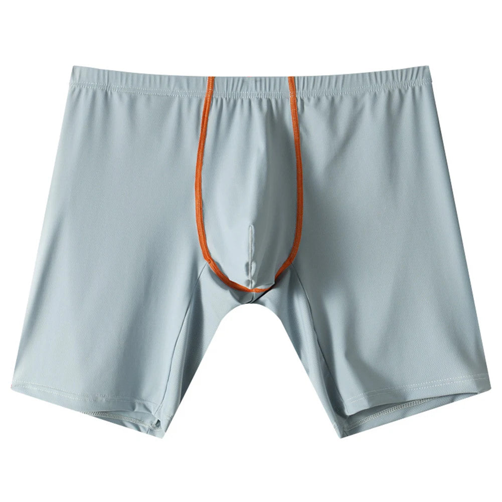 Mens Ice Silk Underwear Lengthened Sexy Lingerie Soft Boxer Briefs Casual Underpants Men Sports Solid Color 5Color Men's Panties