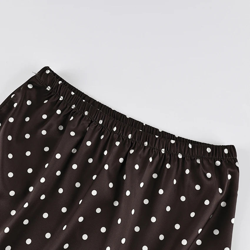 Linad Street Chic Polka Dot Lace Skirts Spriing Vintage Satin Mini Skirt 2026 Fashion High Waist A Line Short Skirts For Woman