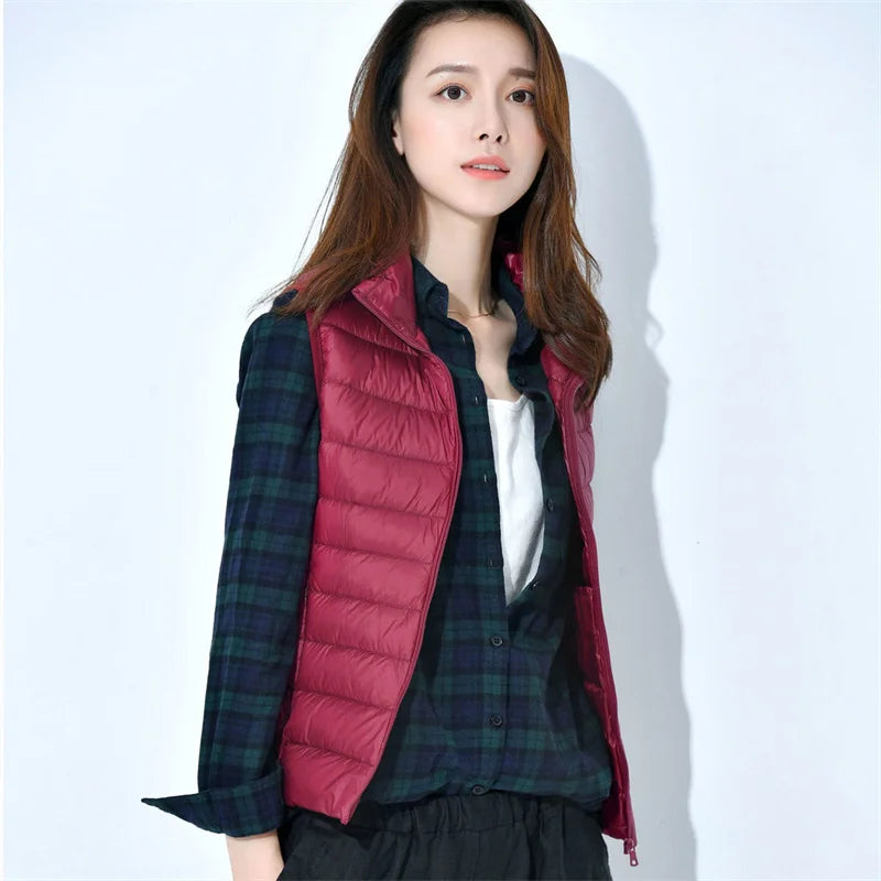 Ultralight Down Vest Women 2026 New Sleeveless Jacket Female White Duck Down Waistcoat Female Warm Puffer Jacket Outwear M-8XL