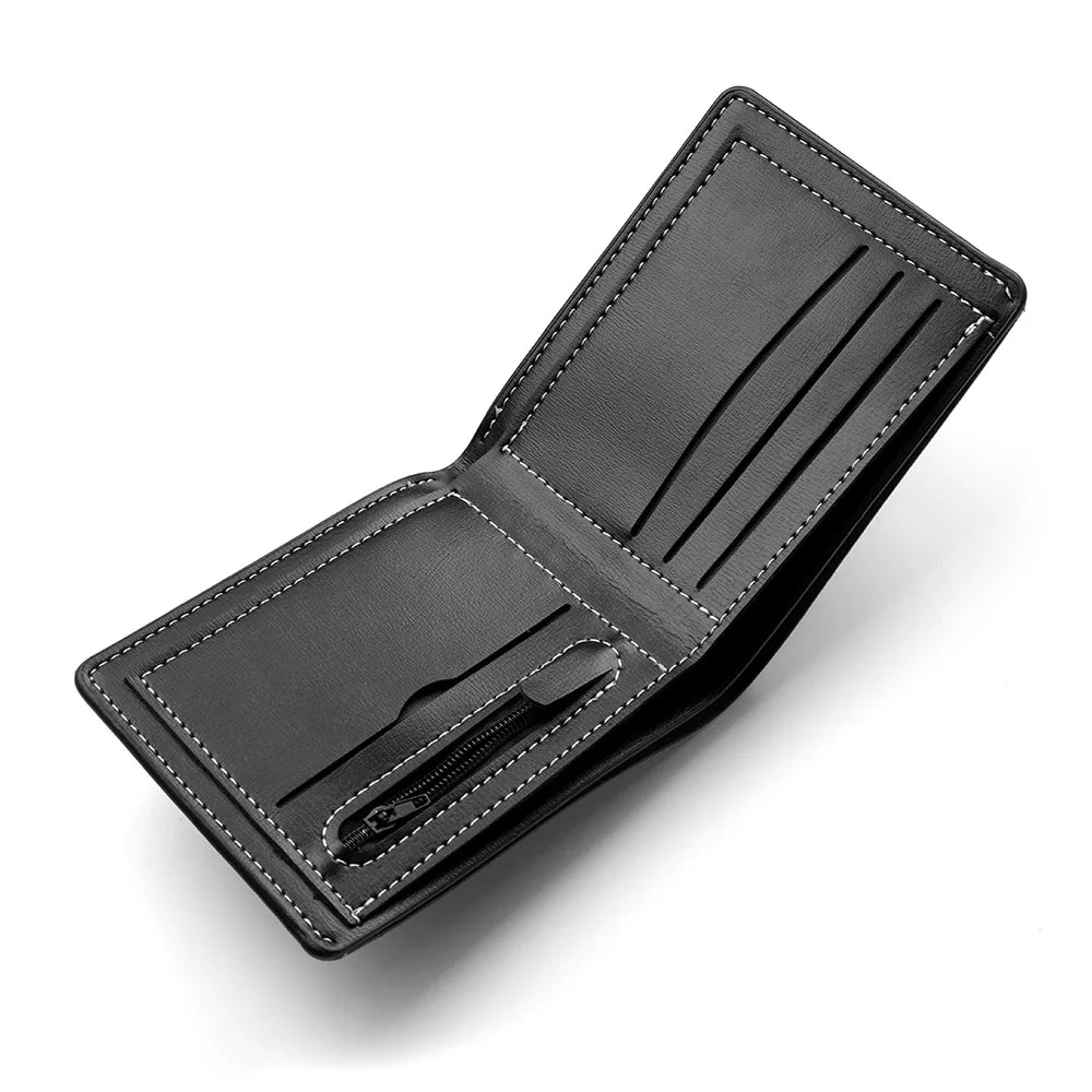 Men's Business Retro Short Wallet PU Leather Zipper Coin Purse Multi-Slot Multi-Functional Men's Wallet