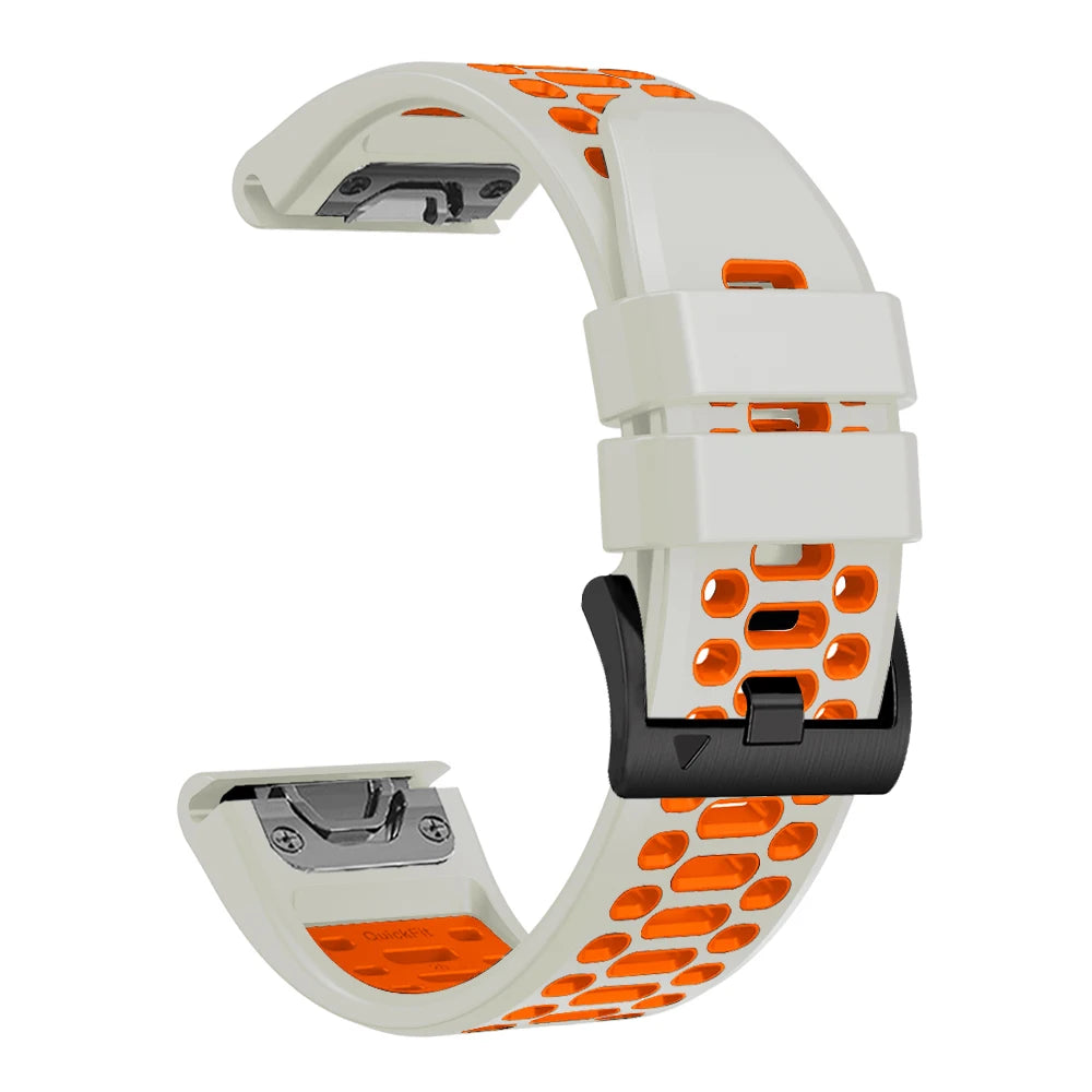 Sport Two-Tone Breathable Silicone Watch Band For Garmin Fenix 7X 7 Pro 6X 6 5 5X Plus/Epix 2 47mm 51mm QuickFit 26/22mm Strap