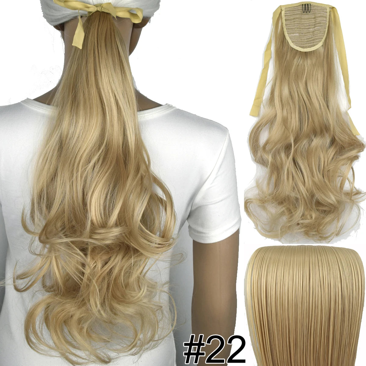 TOPREETY  Synthetic Hair Fiber Heat Resistant Wavy Ribbon Clip in Ponytail Extensions 1008